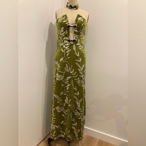 Elegant Green Floral Dress